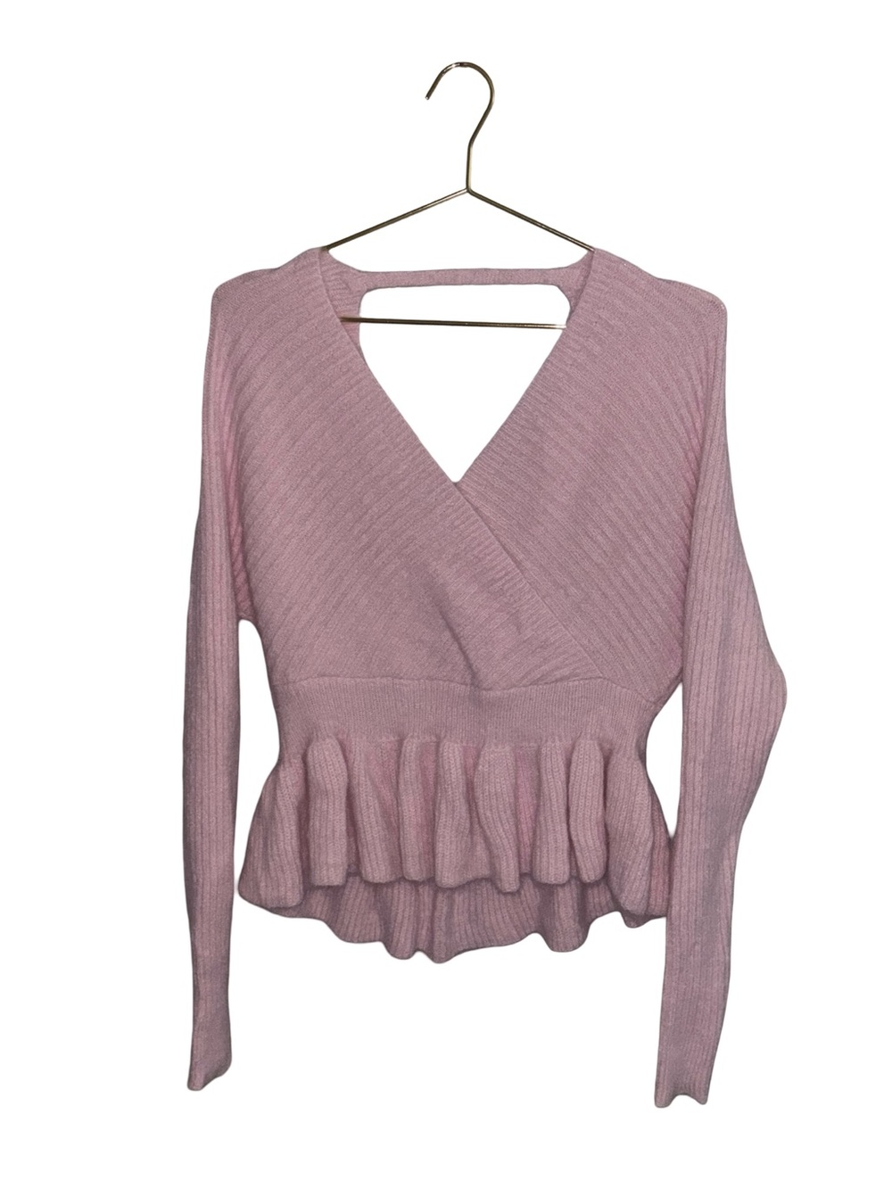 Light Pink Long-Sleeve Pullover Sweater Large Cottage Core - Picture 3 of 5